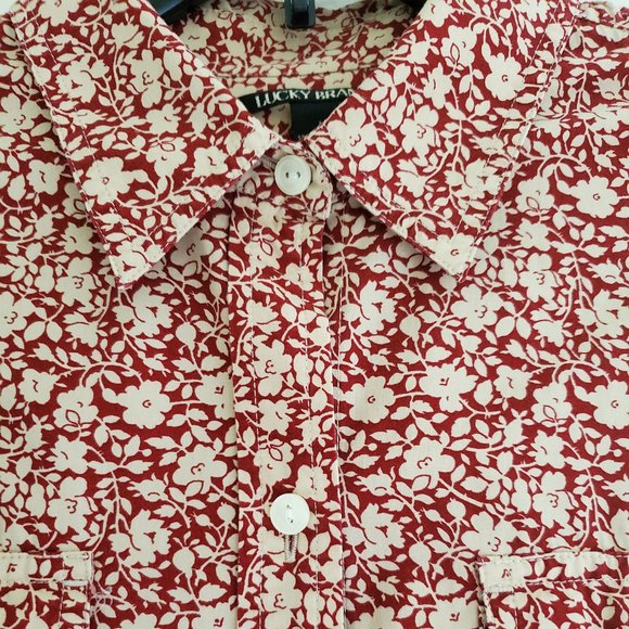 Lucky Brand Long Sleeve Button Down Collar Top M - Picture 4 of 10